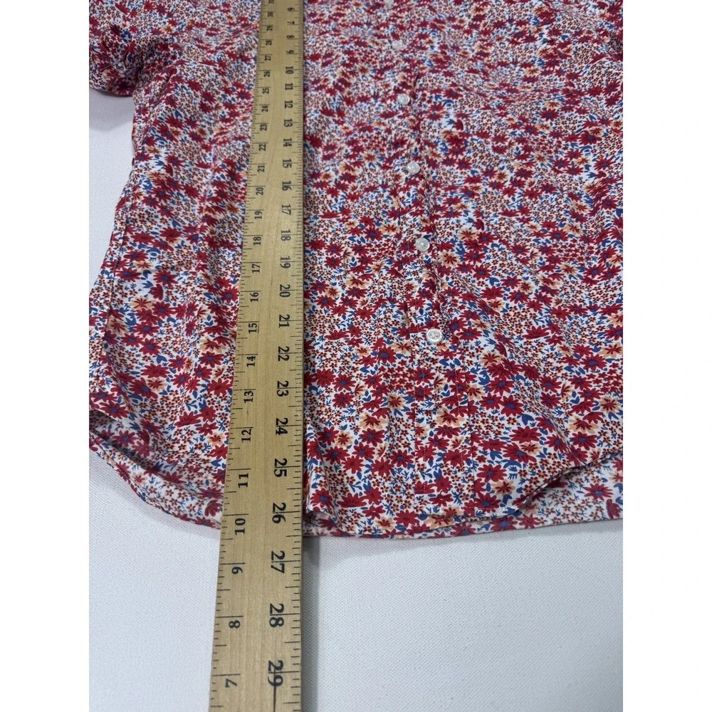 J Crew Mercantile Flex Men Medium Floral Button Shirt Red Vacation Modern Casual